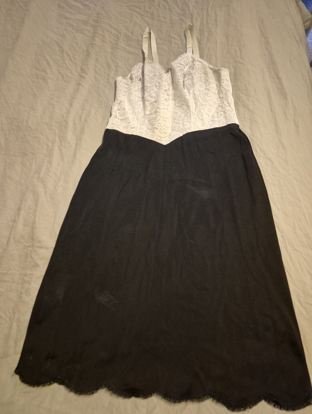 Vanity Fair Lace Bust Black And White Slip Dress